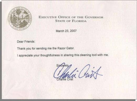 Governor Charlie Crist of Florida enjoys Razor Gator