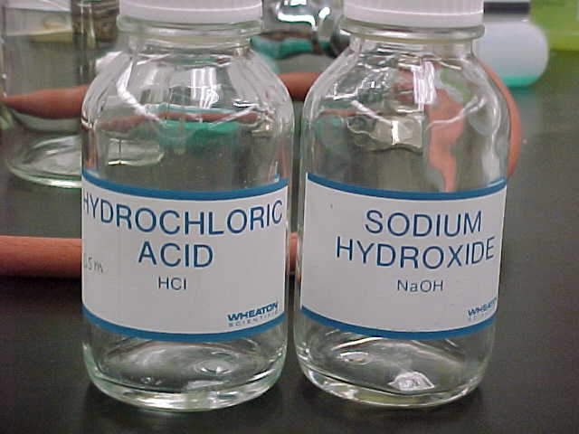 HCl and NaOH